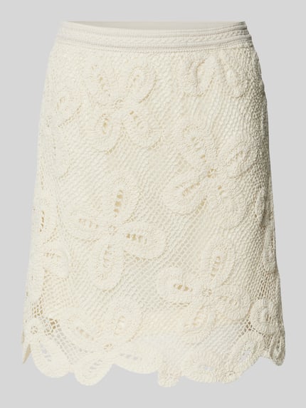 YAS Minirok met structuurmotief, model 'ANULA' Offwhite - 2