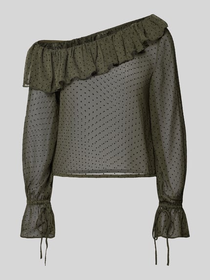 MANGO Regular Fit Bluse mit Volant Modell 'LOLA' Khaki 1