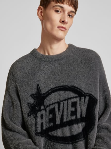 REVIEW Sweter z dzianiny z imitacji futerka Ciemnoszary 3
