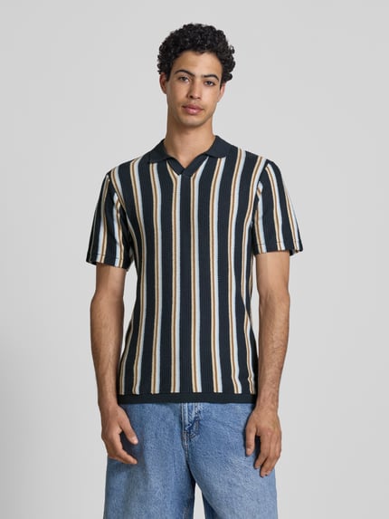 Blend Slim Fit Poloshirt mit V-Ausschnitt Modell 'AMOS' Marine 4