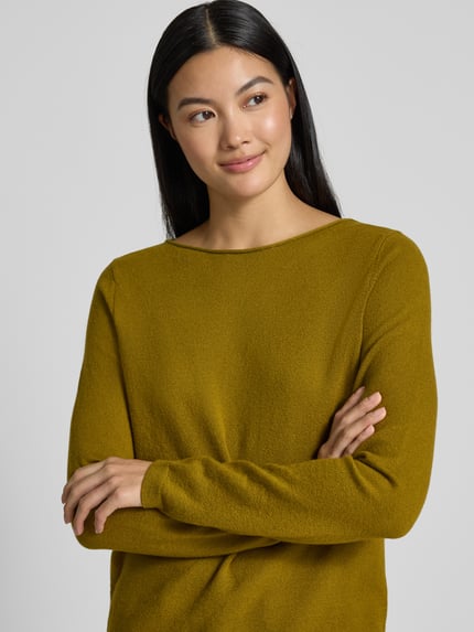 Marc O'Polo Regular fit gebreide pullover met scheerwol Olijfgroen - 3