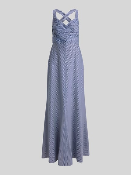 Produktfoto, Körpernahes Abendkleid mit Sweetheart-Ausschnitt van Lauren Ralph Lauren, meerkleurig, gestreept, nauwsluitend, maxilengte, taft