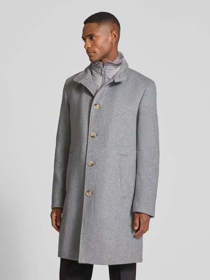 Christian Berg Men Wollen jas met opstaande kraag Taupe - 4