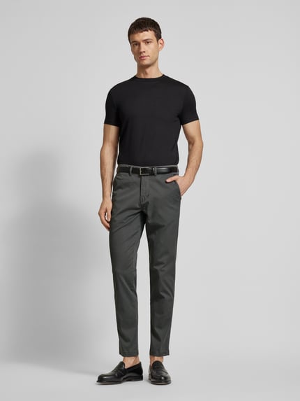 Selected Chinosy o kroju slim fit z mieszanki bawełny model 'MILES' Ciemnoszary 1