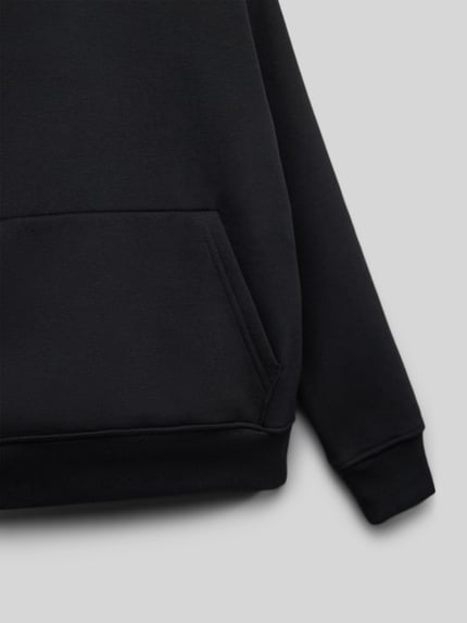 JACK & JONES Bluza o kroju regular fit z kapturem i kieszenią kangurką model ‘Jeurban’ Czarny 2