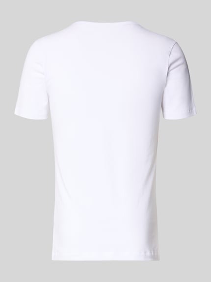 Produktfoto, T-shirt mit geripptem Rundhalsausschnitt im 2er-Pack von Christian Berg Men, biały, mieszanka bawełny i modalu, krój regular fit.