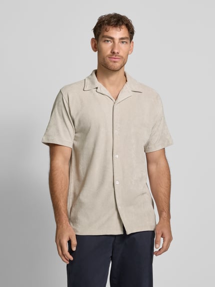 Lindbergh Relaxed fit vrijetijdsoverhemd met reverskraag Offwhite - 4