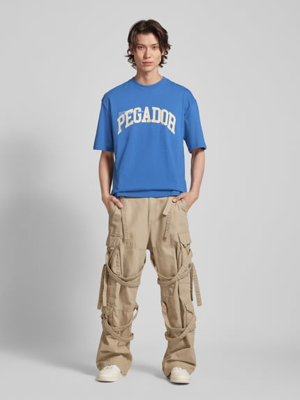 PEGADOR Oversized T-Shirt mit Label-Print Modell 'GILFORD' Blau 1