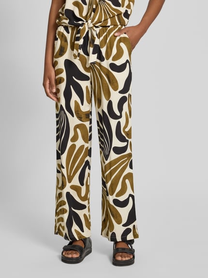 Soyaconcept Stoffen broek van viscose in all-over look model 'FELDI' Kaki - 4