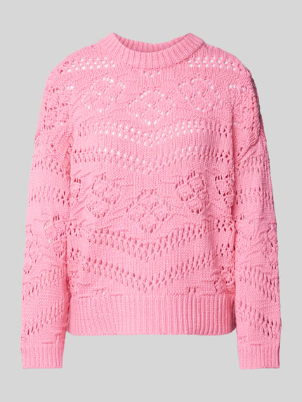 PIECES Figurumspielender Strickpullover mit Lochmuster 'PCNIANA' Pink 2