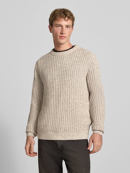 JACK & JONES Regular Fit Strickpullover aus Baumwoll-Mix Modell 'AXON' Beige 4