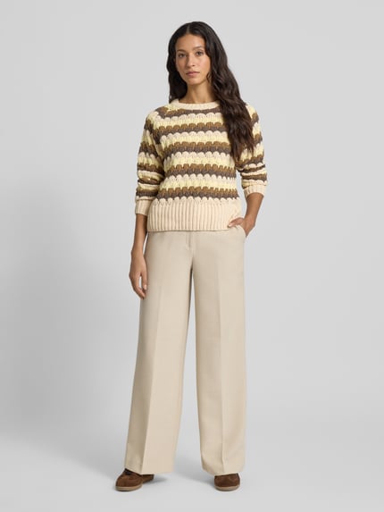 FREE/QUENT Gebreide pullover met ronde hals, model 'NEZZY' Groen - 1