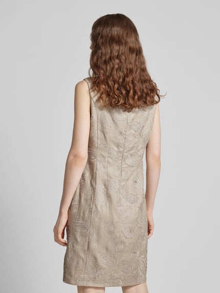 White Label Knielanges Etuikleid aus reinem Leinen Sand 5