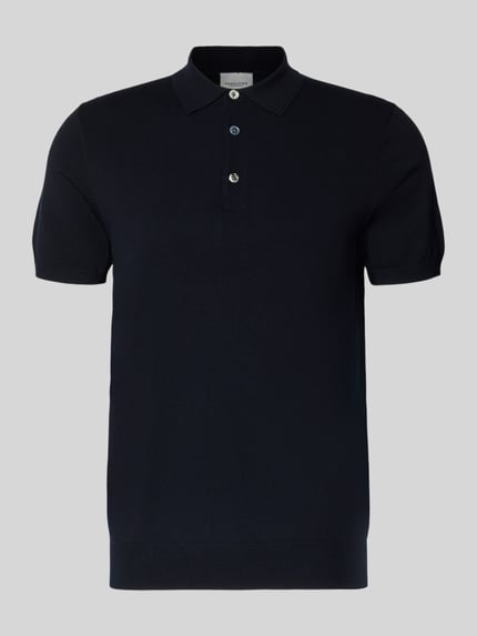 Profuomo Slim fit poloshirt van lyocellmix met zijde aandeel Marineblauw - 2