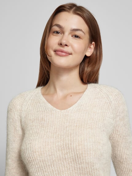 MM by Max Mara Gebreide pullover met structuurmotief, model 'FRESIS' Beige - 3