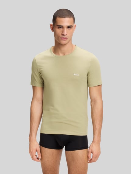 BOSS T-shirty o kroju slim fit z czystej bawełny w zestawie 3 szt. Oliwkowy 3