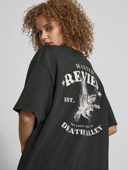 REVIEW T-shirt z nadrukiem z logo Antracytowy 3