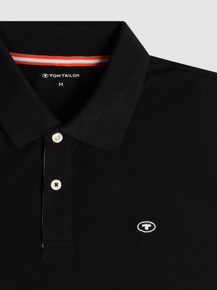 Tom Tailor Koszulka polo o kroju regular fit z wyhaftowanym logo model ‘BASIC’ Czarny 2