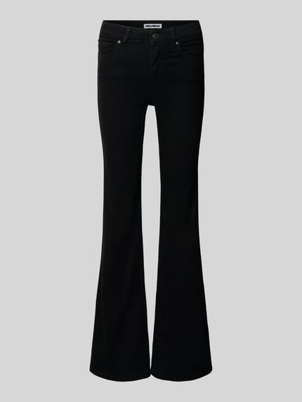 Produktfoto, Flared Jeans mit mittelhohem Bund in schwarz von REVIEW aus elastischem Baumwoll-Mix, 5-Pocket-Design, glatte Oberfläche