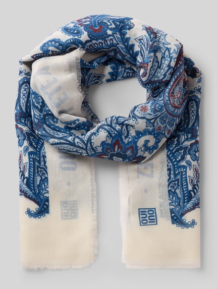 Produktfoto, Schal mit Allover-Paisley-Print von Oui, rechthoekige pasvorm, logoprint, met franjes, breedte maat 1: 90 cm