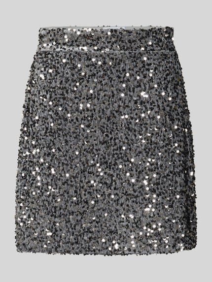 VILA High waist minirok met pailletten, model 'FAITH' Zilver - 2