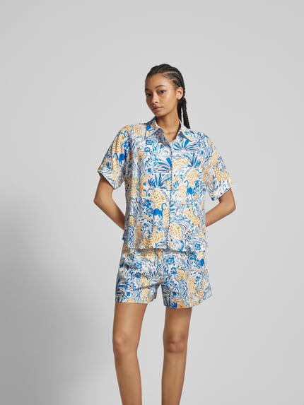 Lala Berlin linnen blouse met knoopsluiting Bleu gemêleerd - 4