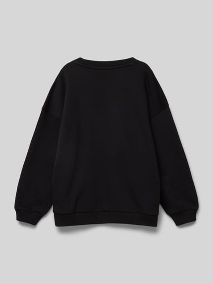 Calvin Klein Jeans Oversized sweatshirt met labelprint, model 'TEDDY' Zwart - 3