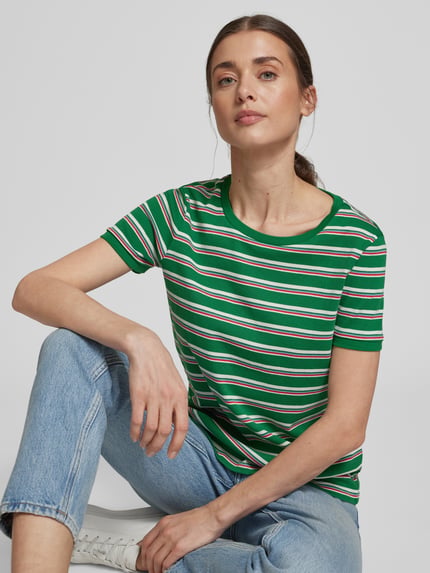 Jake*s Casual T-Shirt mit mit Streifenmuster Grass 3