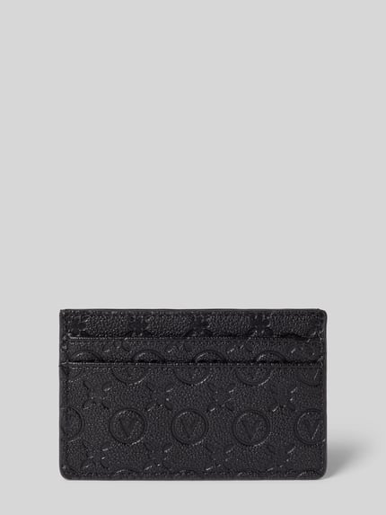Productfoto, zwart Portemonnee met All-over reliëflogo Model 'Samba' van VALENTINO BAGS, hoofvak en steekvakken aan de buitenkant