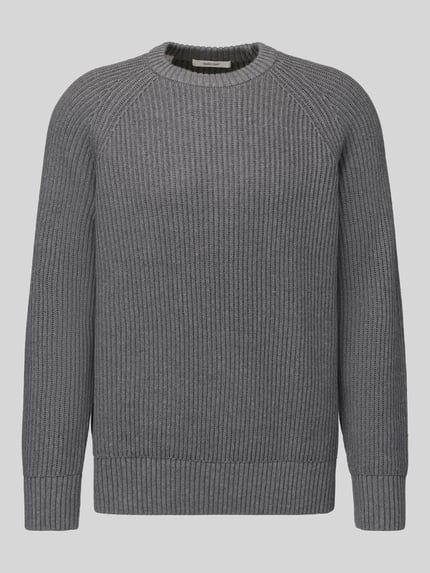 Selected Regular Fit Pullover aus reiner Baumwolle Modell 'BRAUN' Hellgrau Melange 2