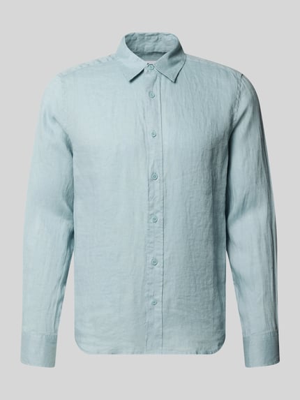 Produktfoto, Regular Fit Leinenhemd mit Kentkragen Modell 'FLYNN' von Only & Sons, hellblau, glatte Struktur, Herren