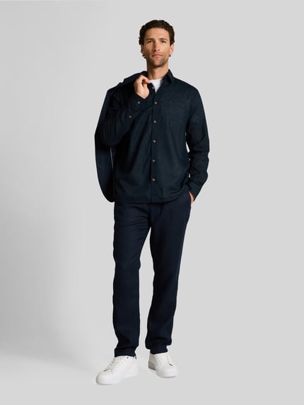 Tom Tailor Regular Fit Freizeithemd aus Leinen-Baumwolle-Mix Marine 1