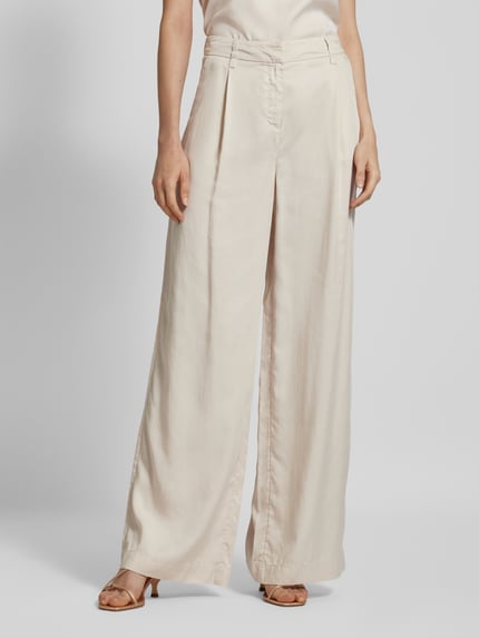 COMMA Wide leg stoffen broek met bandplooien Zand - 4