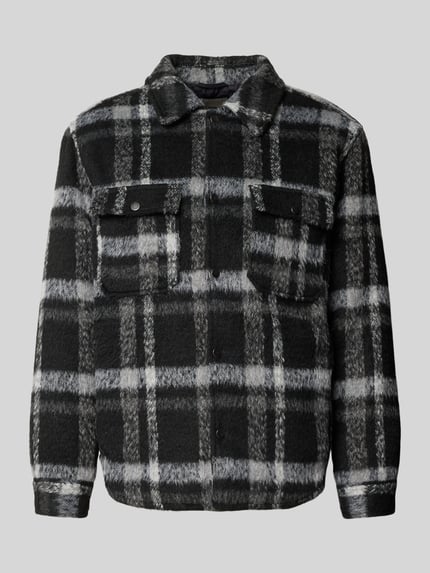 ONLY & SONS Regular fit overhemdjack met all-over motief, model 'GIO' Zwart - 2