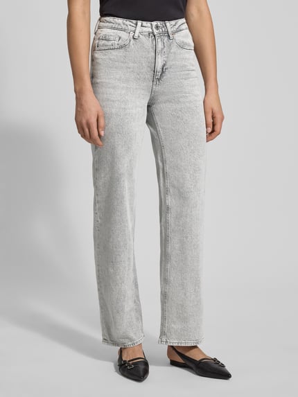 VERO MODA Jeansy z szerokimi nogawkami z mieszanki bawełny model „TESSA” Jasnoszary 4