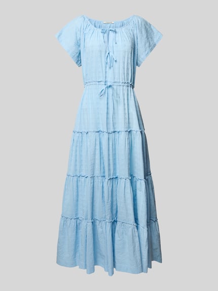 Scotch & Soda Maxikleid im Stufen-Look mit Schnürung Hellblau 2