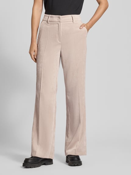 CAMBIO Wide fit corduroy broek met persplooien, model 'Amelie' Beige - 4