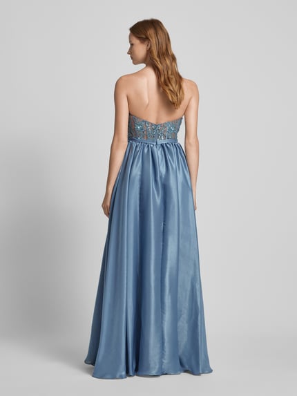 unique Tailliertes Abendkleid mit Ziersteinbesatz Bleu 5