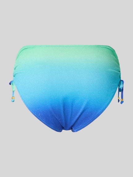 Produktfoto, Bikini-Slip mit seitlichem Tunnelzug Modell 'NUSA DUA' von Marie Jo, Farbverlauf Grün zu Blau, strukturierte Oberfläche, Zierperlen, Damen Bikini-Slip mit Stretch-Anteil und Mid Waist Fit