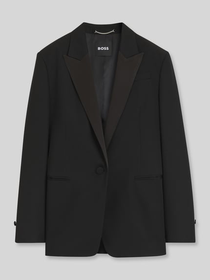 BOSS Regular Fit Longblazer aus Wolle mit Satinrevers Black 2