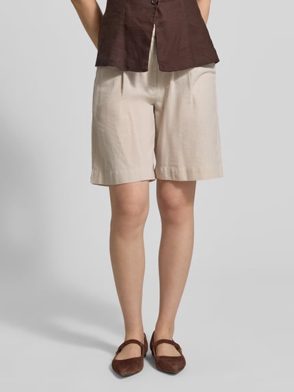 VERO MODA comfort fit shorts van een katoen-linnenmix model 'CAIA' Beige - 4