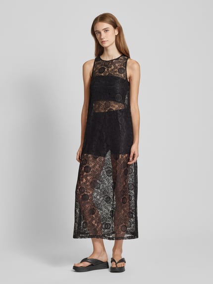 PIECES Maxikleid mit Ausbrenner-Effekt Modell 'OLLINE' Black 1