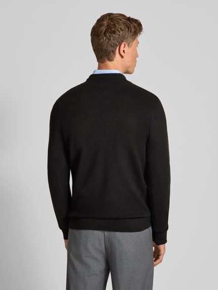Casual Friday Sweter z dzianiny o kroju regular fit z okrągłym dekoltem model ‘Heine’ Czarny 5