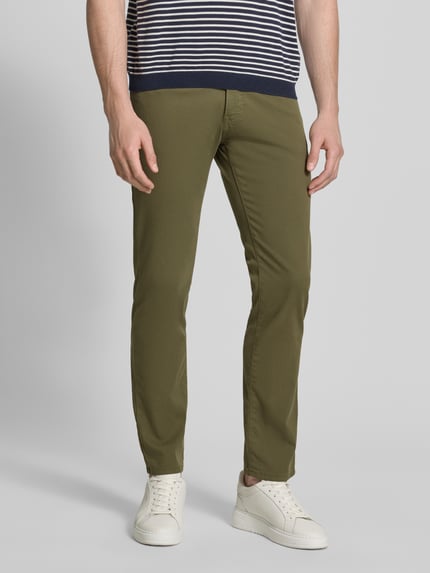 Pierre Cardin Spodnie w kroju tapered fit z kieszeniami w szwach model 'Lyon' Oliwkowy 4