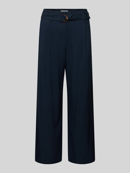 Produktfoto, Culotte aus Viskose mit Gürtel von Christian Berg Woman, donkerblauw, wide leg fit, haakjes- en ritssluiting, met riem, biezen, Franse steekzakken, strookzak aan de achterkant, bandwijdte maat 36: 39 cm, binnenbeenlengte maat 36: 65 cm
