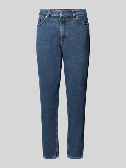 HUGO Regular Fit Mom Jeans mit Label-Patch Modell 'Garlene' Blau 1
