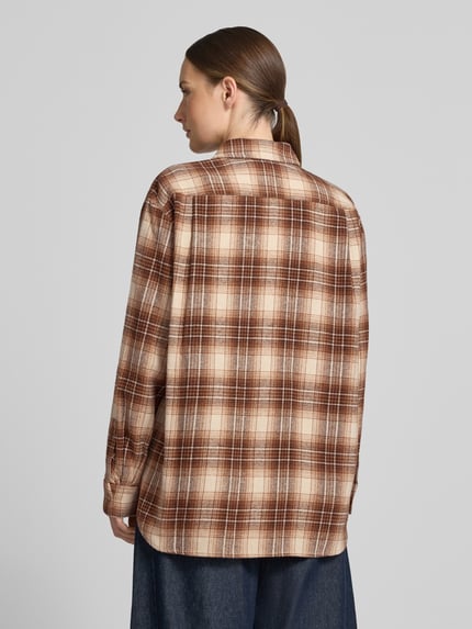 Jake*s Casual Regular fit blouse met lange mouwen van puur katoen Donkerbruin - 5