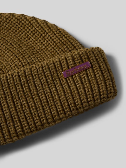 Barbour Beanie mit Woll-Anteil Modell 'MOSELY' Oliv 2
