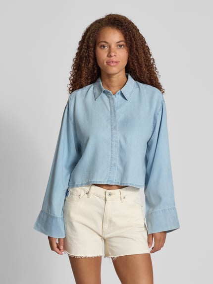 ONLY Regular Fit Hemdbluse mit Kimonoärmeln Modell 'CHARIS' Hellblau 4