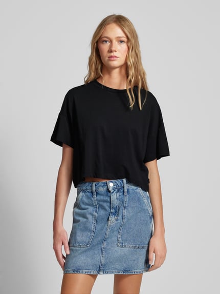 NOISY MAY® Cropped T-Shirt mit Label-Detail Modell 'ALENA' BLACK 4